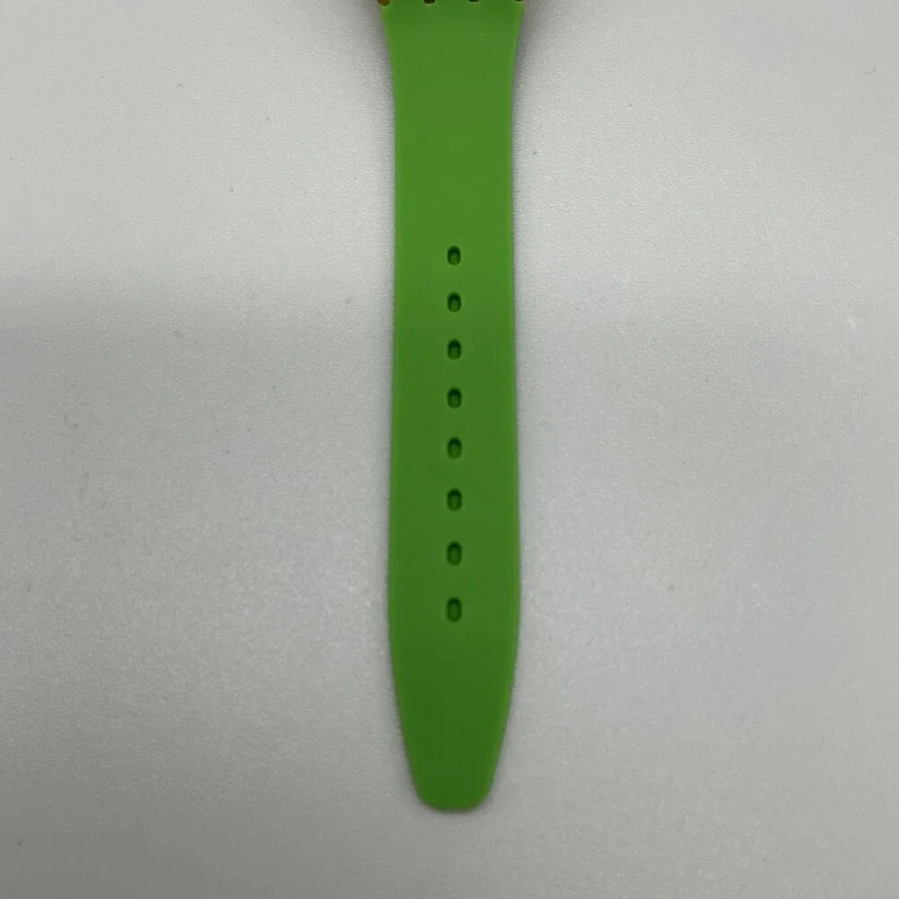 Swatch Color the Sky Mens Watch 34mm Rainbow Dial Green Strap New Battery